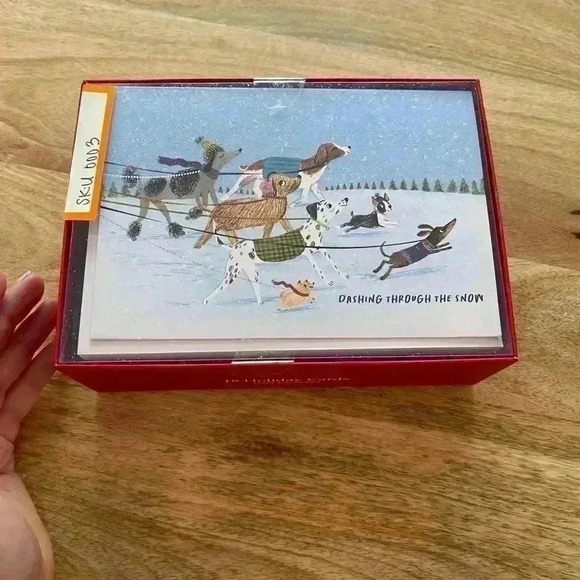 NEW - UNOPENED - Set of 18 Holiday Cards - Dashing Through The Snow - Dogs - Picture 2 of 2